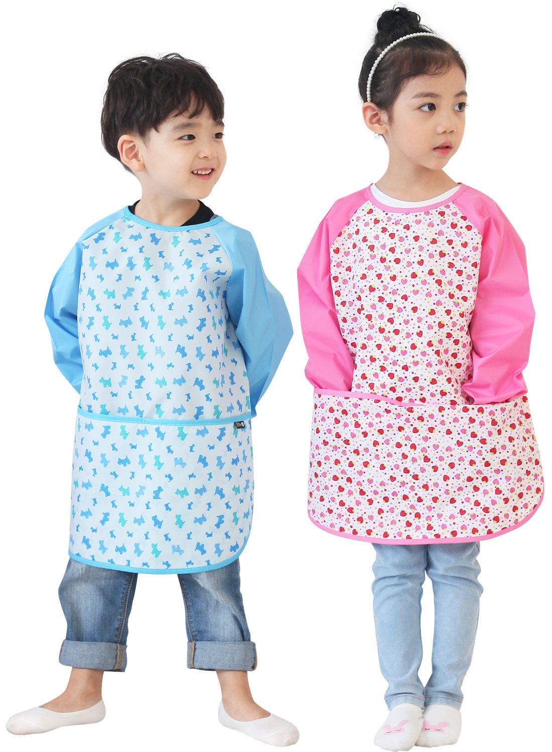 Plie Waterproof Kids Art Smocks 37 Colors (Age 1-10, S-Xxl Size), Blue Puppy (23-Xl)