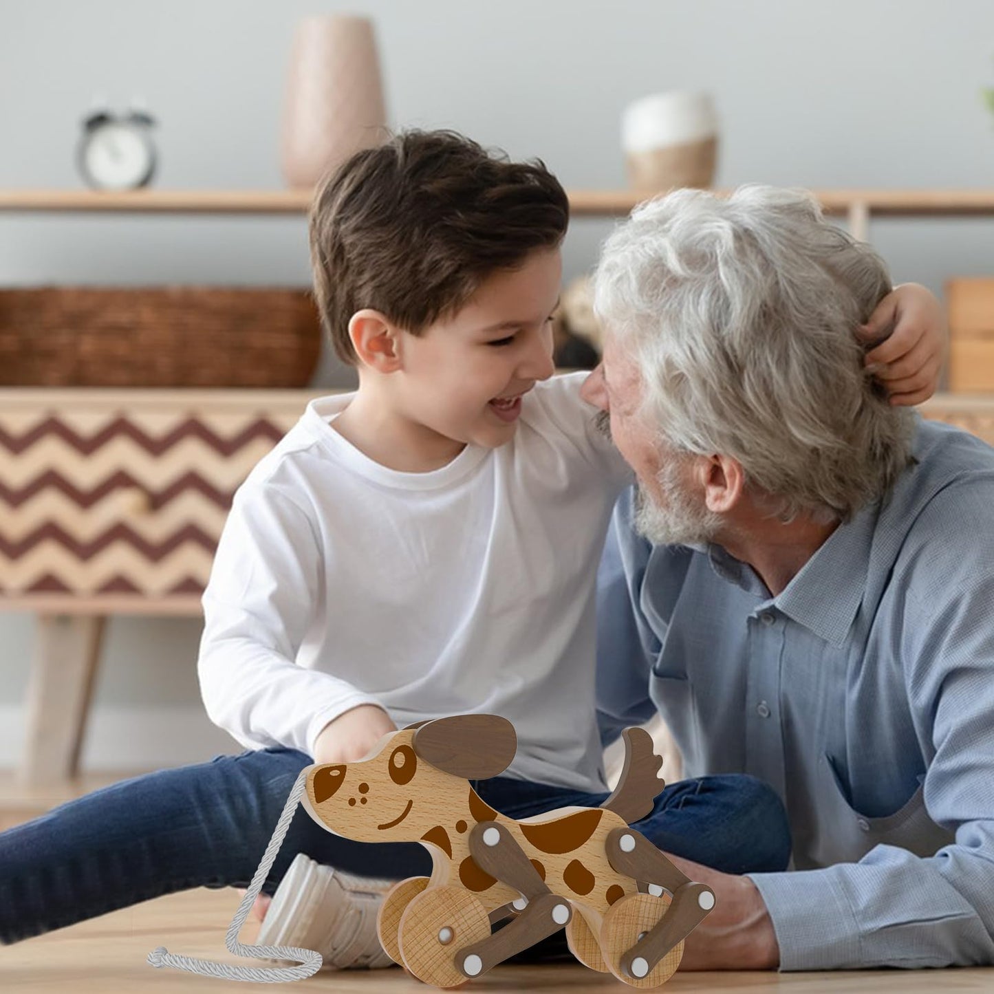 Montessori Toys 1 2 3 4 Years Old Boys Girls Wooden Walking Pull Dog Toy For Baby Toddler, Pull Along Walking Toys, Walk Along P
