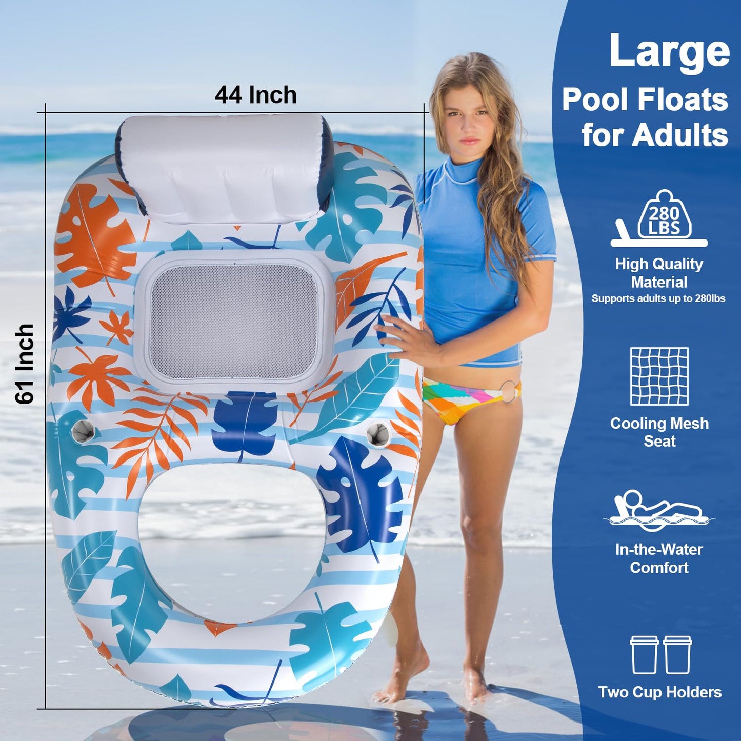 OOOPSIUN Inflatable Pool Floats Lounger mature-themed - Water Swimming Pool Float Lounge Raft for Pool Party Supplies/Beach/Lake/Tanning Floats
