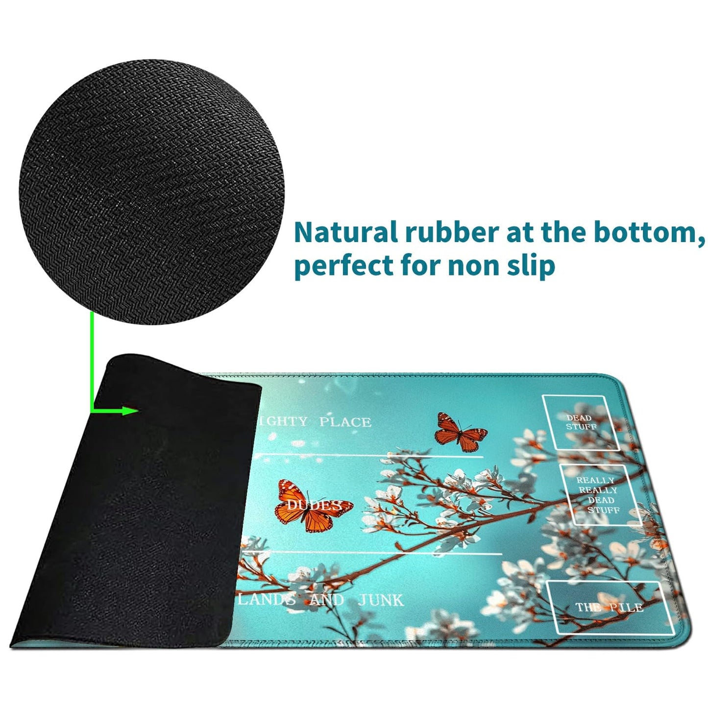 RWUTYTIUL Butterfly Blue Card Playmat 24 X 14 Inch with Tube Bag, Card Gameplay Desk Mats for Commander Deck MTG RPG CCG TCG Car