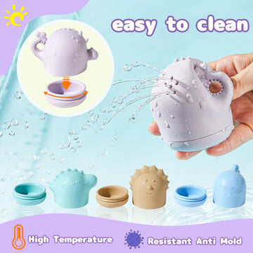 Amchsuri Baby Bath Toys For Kids Ages 1-3, 9 Pcs Mold Free Toddler Bath Toys For 2-4 Bathtub Water Toys Stackable Bath Boats And Silicone Bath Toys For Babies 6-12 Months