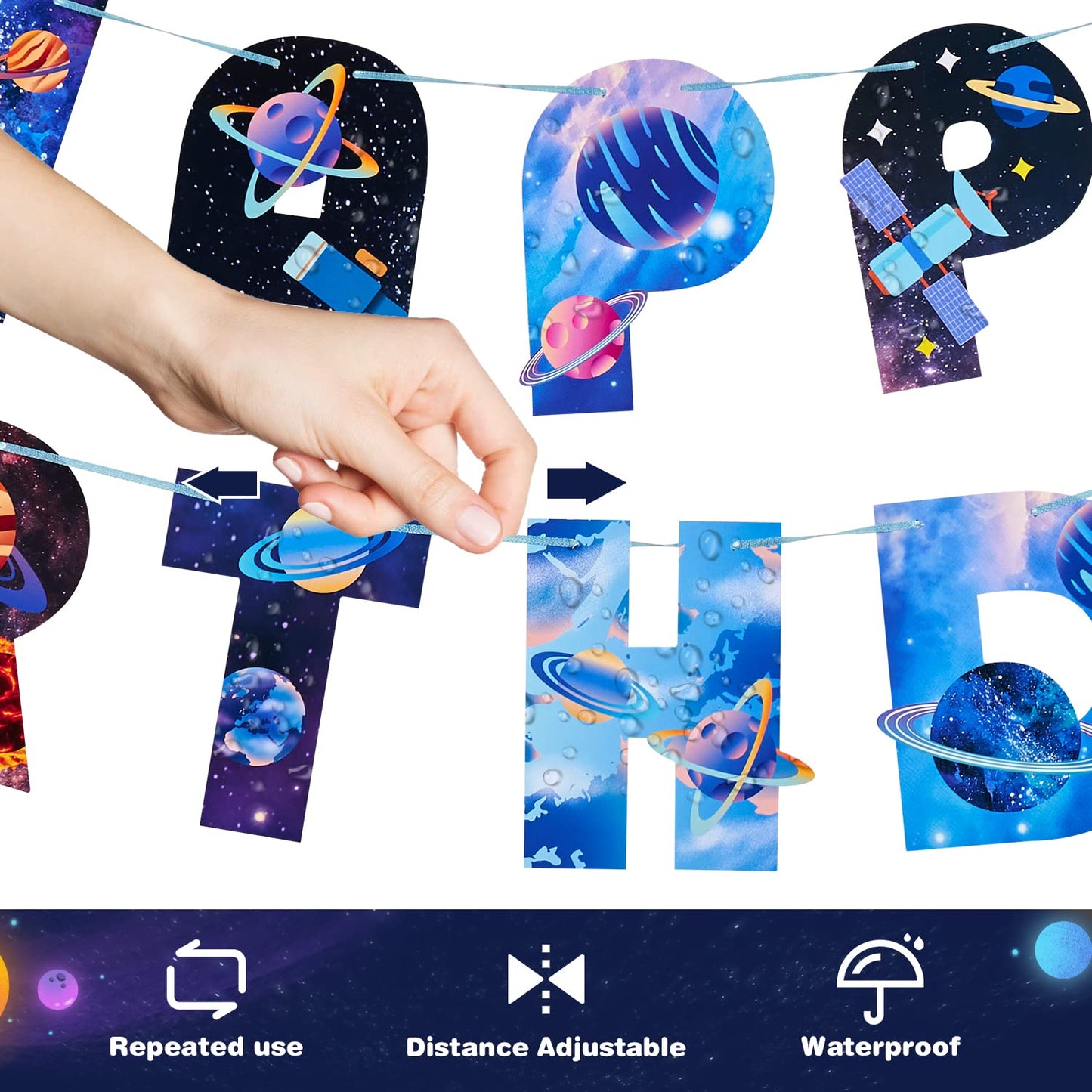 Sunbeauty 37Pcs Space Galaxy Birthday Decorations Space Themed Party Supplies Solar System Kit Outer Space Galaxy Party Party De