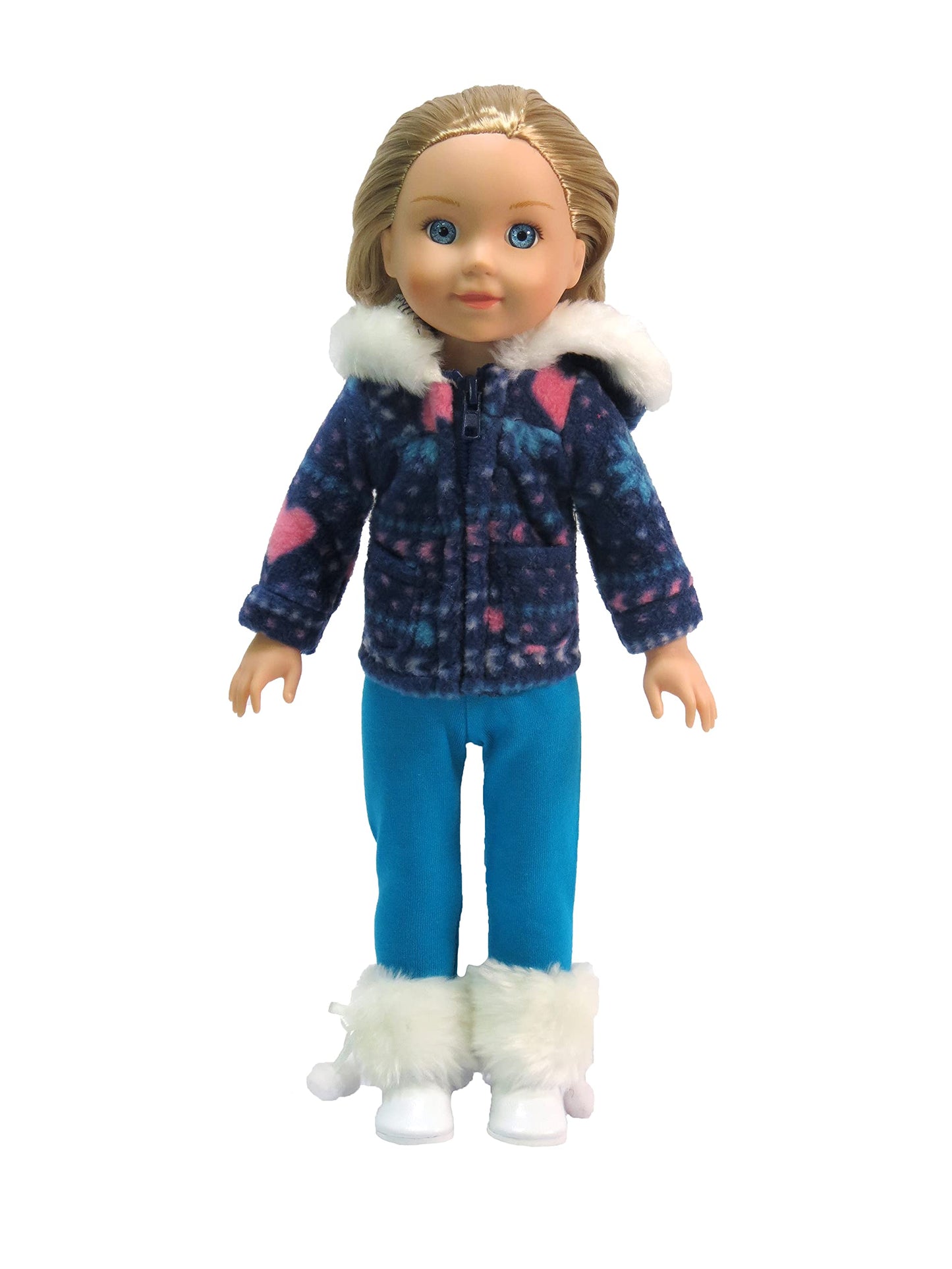 American Fashion World Blue Snowflake Pants Set for 14-Inch Dolls | enhanced Quality & Trendy Design | Dolls Clothes | Outfit Fashions for Dolls for Popular Brands