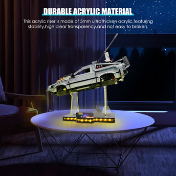 Light Up Acrylic Display Stand for Lego Back to The Future Delorean 10300,5MM Acrylic Lego Display Holders,Apply for Back to The