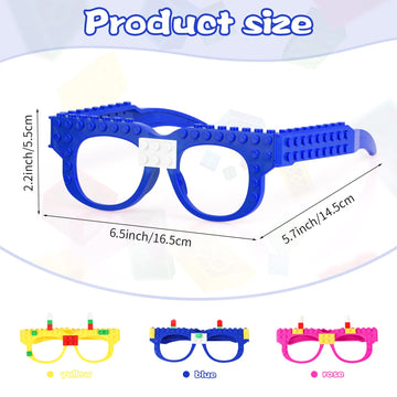 Hooqict 9 Pcs Diy Building Blocks Glasses Building Bricks Party Supplies For Kids Adults Building Block Birthday Party Favors, C