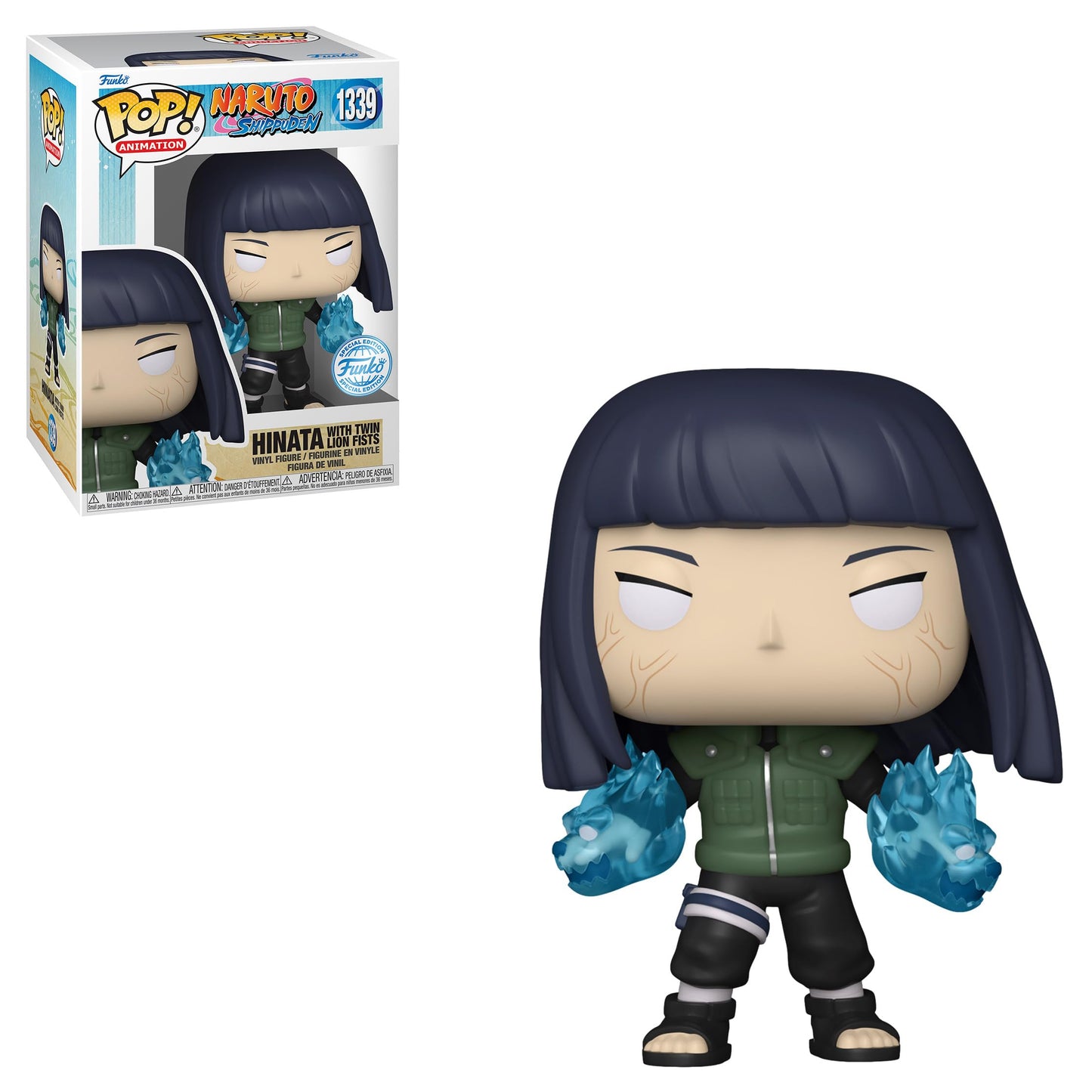 Funko Pop! Animation: Naruto Shippuden - Hinata Hyuga Byakugan Princess with Two Lion Fists Special Edition Multicolor limited availability Vinyl Figure #1339 with Protector - Common Only