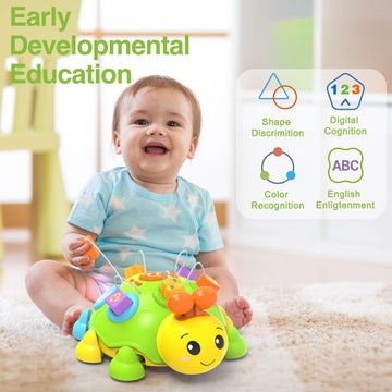 Holaxander Musical Ladybug Baby Toys 6-12 Months, Infant Early Educational Learning Crawling Toys For 1 Year Old Boy, Newborn Fi