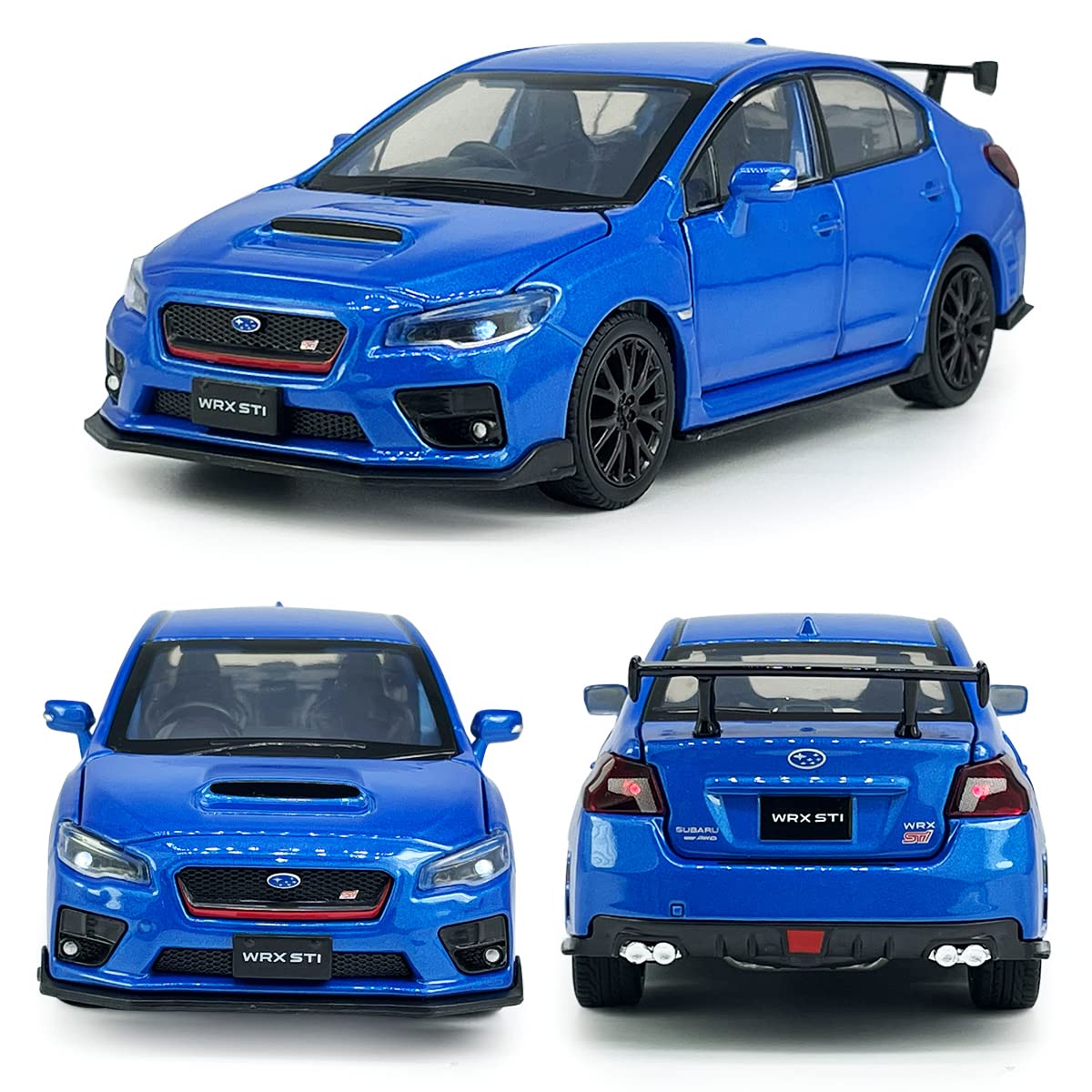 2016 Impreza WRX STI S207 Diecast Model Cars Racing Sports Toy Car 1/32 Scale Metal Childrens Die-cast Vehicles with Light, 4 Do