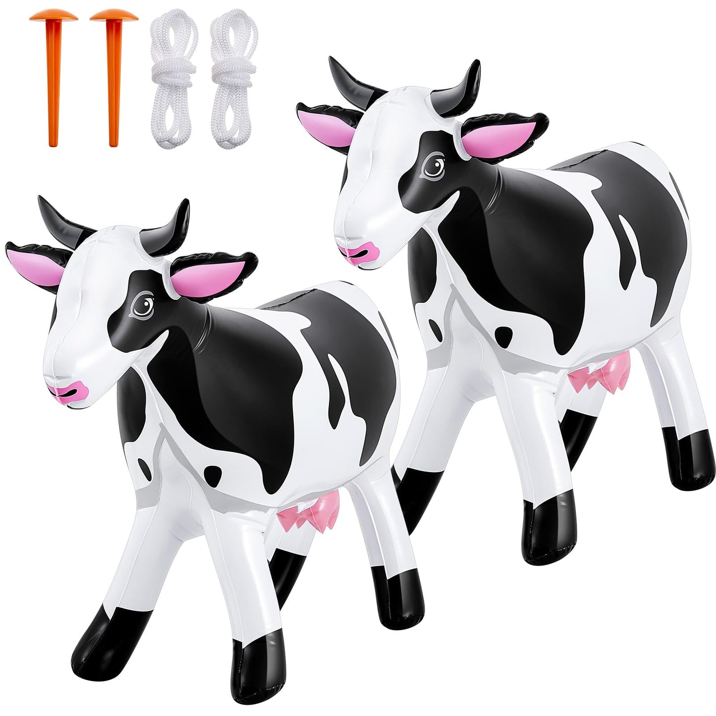 Liliful 2 Pcs 37 Inch Large Inflatable Cow Blow Up Farm Animals Christmas Western Birthday Party Decorations Decorative Inflatable Animals Gifts For Farm Birthday Pool Indoor Outdoor Party Supplies