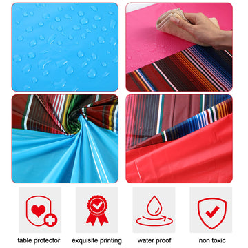 Remagr 6 Pcs Mexican Fiesta Tablecloth 54 x 108 Table Runner Plastic Fiesta Striped Table Cover for Taco Night Festive Mexican
