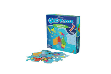 Geotoys Geopuzzle, Australia & Oceania Shaped Jigsaw Puzzles, 70 Pc Geography Puzzle, Geography Game, Map Puzzle - Jigsaw Puzzle