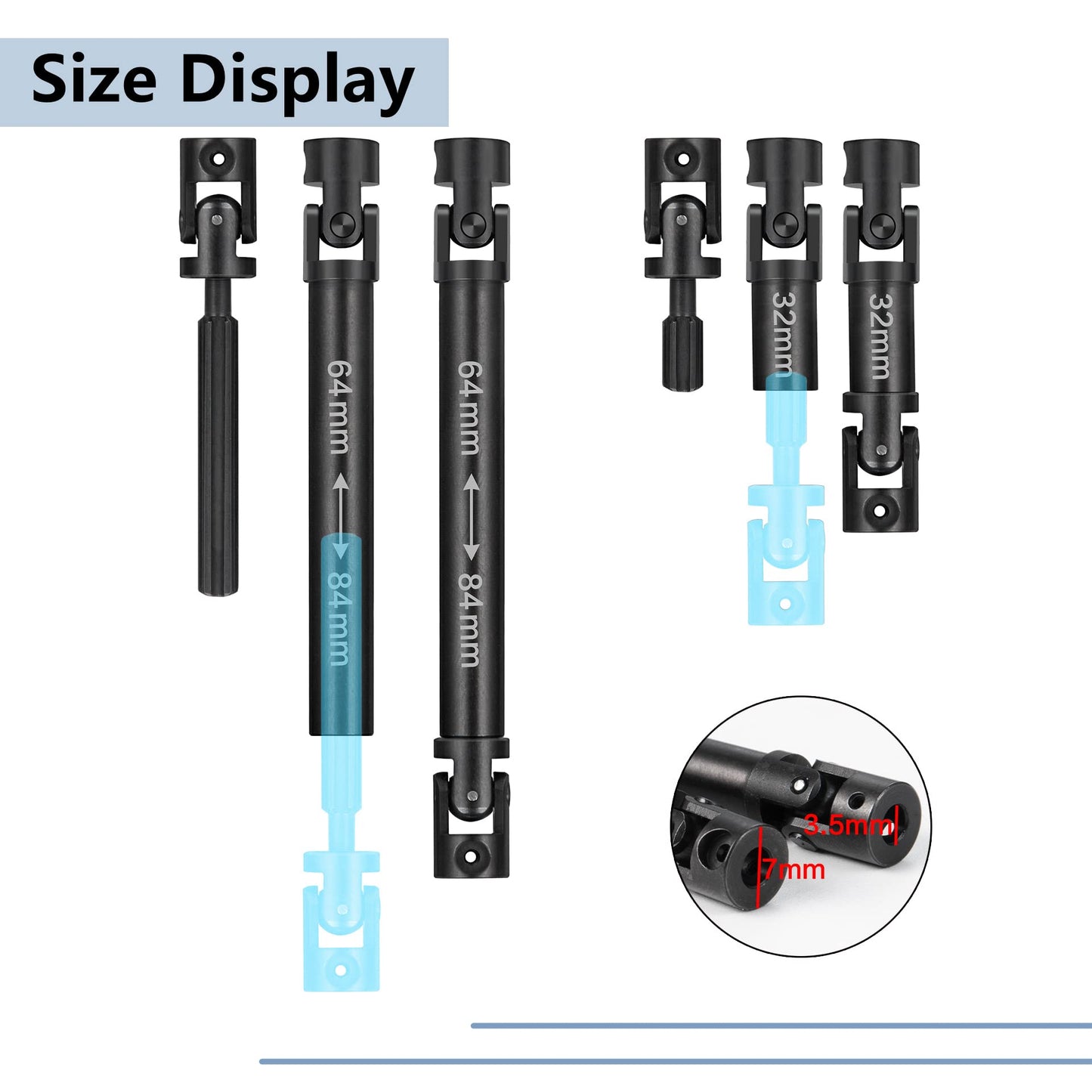 Morlordy Rc Metal Steel Drive Shafts Driveshafts 64+32Mm For 1/24 Rc Crawler Car Scx24 Upgrades Axi90081 Deadbolt Accessories
