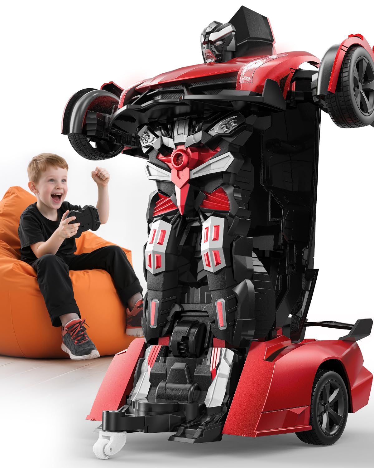 Veeniix V992 Transform Remote Control Car,Transform Robot Rc Cars,1:14 Scale,2-In-1 Robot Toy Car With Sound & Light,Gesture Sen