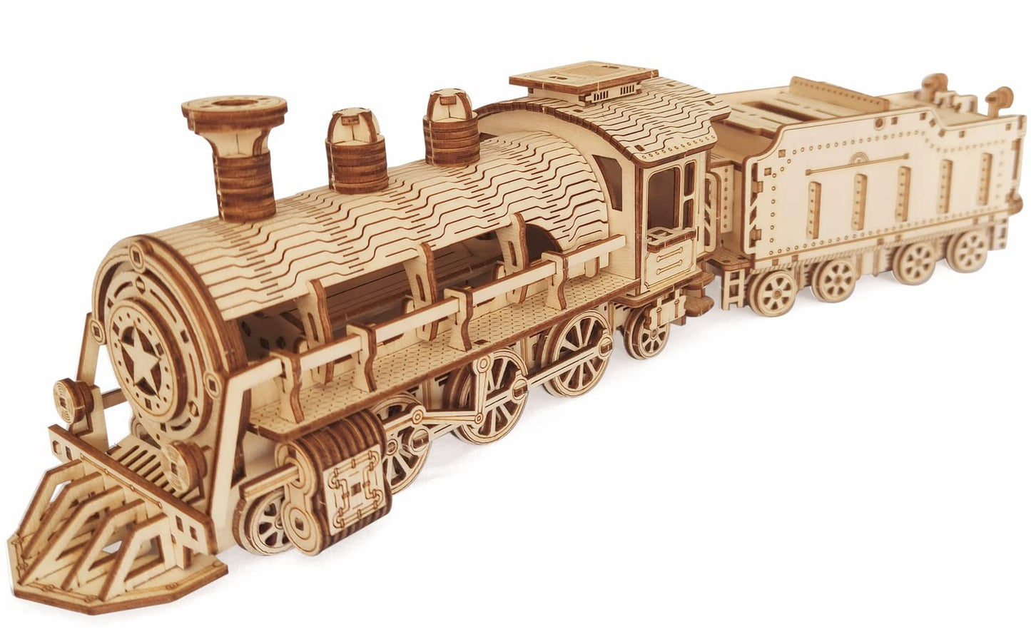 I-Chony 3D Wooden Puzzle - Diy Mechanical Steam Train Model Kits - Wood Crafts Vehicle Building Model - Wooden Stem Brain Teaser