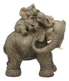 Ebros Wildlife Elephant Father And 2 Calves On Piggyback Playing Statue 10.5' Tall Resin Safari Elephants Family Figurine Sculpture Decor Gifts