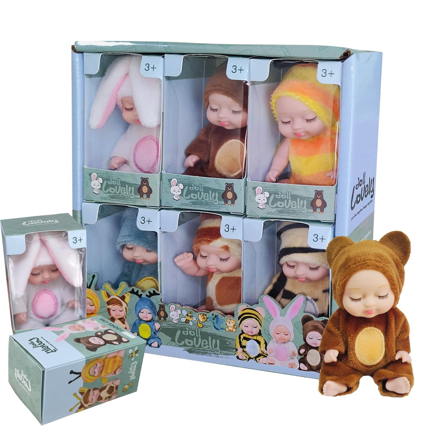 Niliswiest Mini Rebirth Doll, Gift Box Miniature Doll, Toys For Kids Over 3 Years Old (Style A)