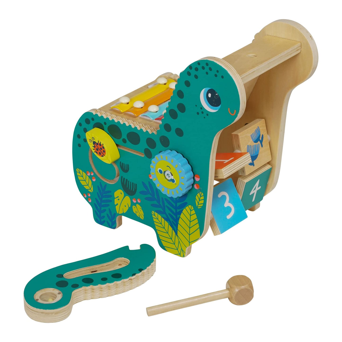 Manhattan Toy Wooden Dinosaur Toddler And Preschool Musical Instrument And Activity Toy With Xylophone, Sawtooth Ridges And Solo Mallet
