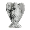 Fekuar Natural White Howlite Turquoise Guardian Angel Statue, Hand-Carved Healing Crystal Pocket Figurines Decoration 2 Inches