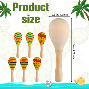 36 Pack Diy Wood Maracas Mini Wooden Party Favors Unfinished Hand Painted Craft Toys Shakers For Kids Painting Birthday Baby Sho