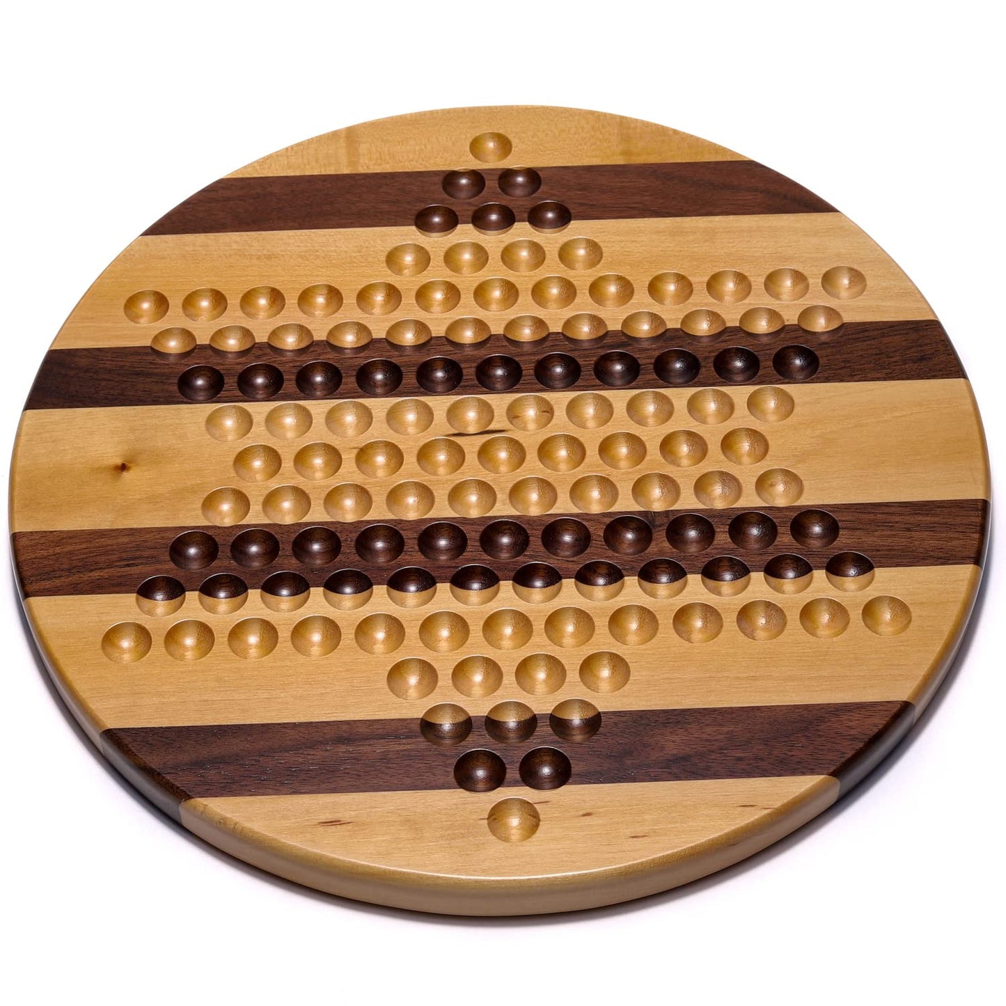 RNK Gaming Chinese Checkers 11.4 Inches Striped Wooden Board Game with Marbles for Kids and Adults