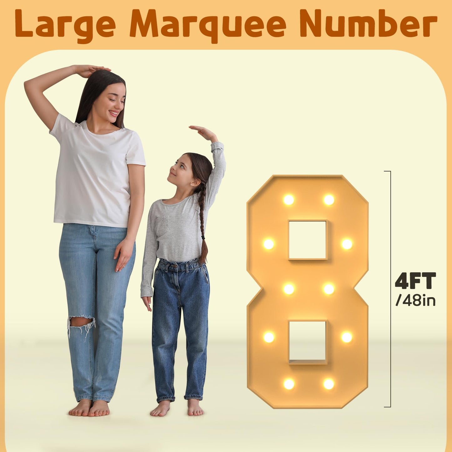 Imprsv 4Ft Marquee Numbers, Light Up Numbers For 18Th 80Th Birthday Decorations, Marquee Light Up Letters Anniversary Party Deco
