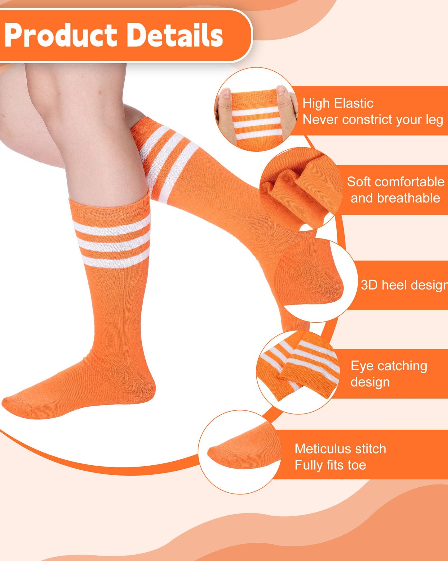 5 Layered Tutu Skirt For Kids Tulle Tutu Skirt With Tube Socks Princess Runners Costumes Cosplay For Girls Kids (Orange)