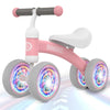 Bobike Baby Balance Bike for 12-36 Months - Small, Plastic, Pink-Light, Model HB01-3, No Pedal 4 Wheels Bicycle, Best First Birthday Gift