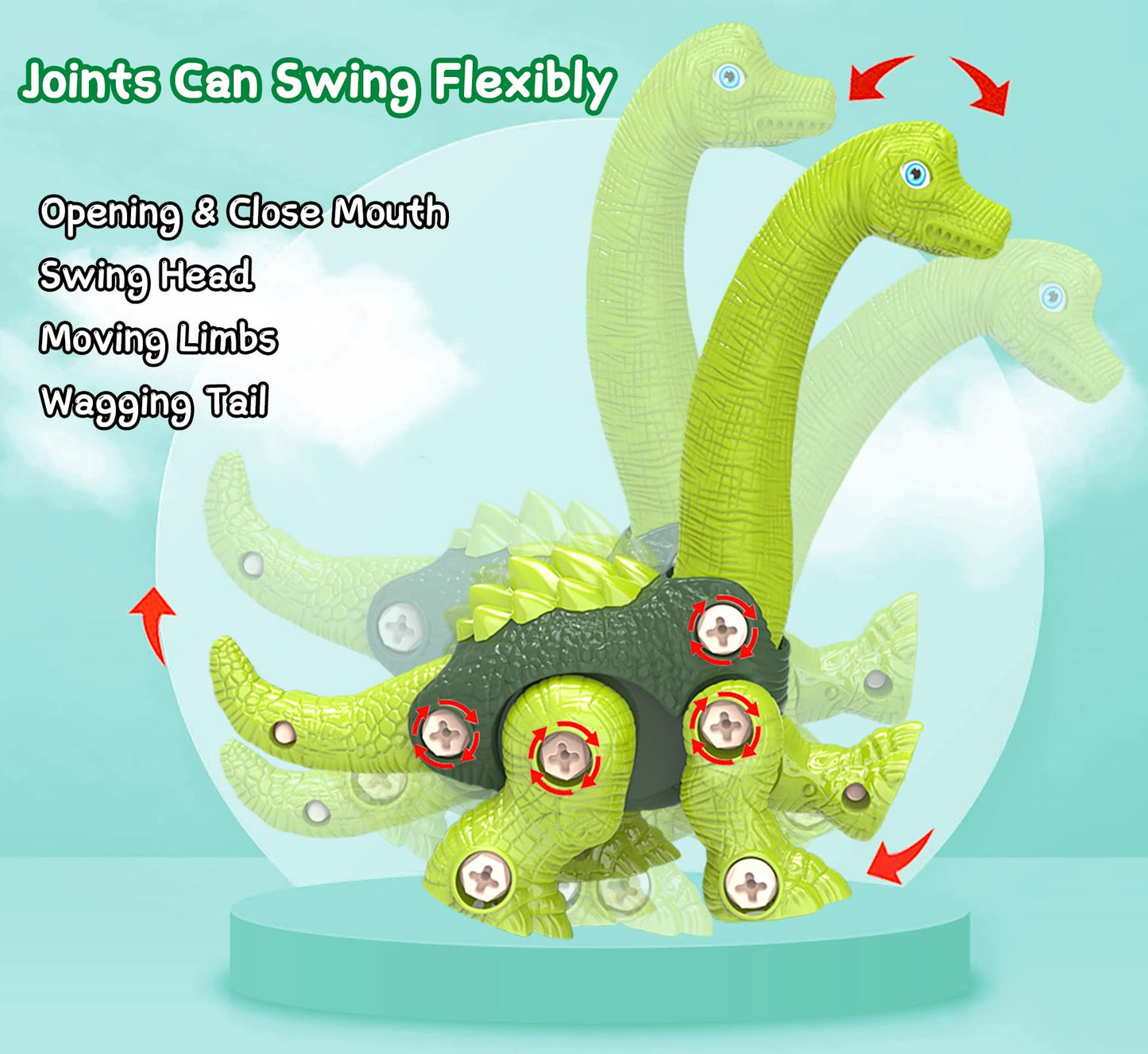 HAFUZIYN Dinosaur Toys for Kids, 4 Pack Take Apart Dinosaur Toys with Electric Drill for 3 4 5 6 7 8Year Old Boys and Girls, STE