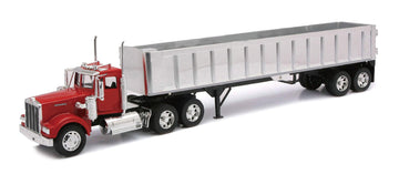 Kenworth W900 Frameless Dump Truck Red and Chrome ''Long Haul Trucker'' Series 1/32 Diecast Model by New Ray