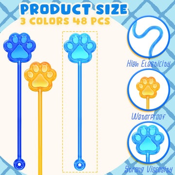 JellyArch 48 Pcs Blue Dog Sticky Hands Cartoon Dog Paw Party Favors Stretchy Sticky Hand Toy Kids Classroom Rewards Carnival Pri