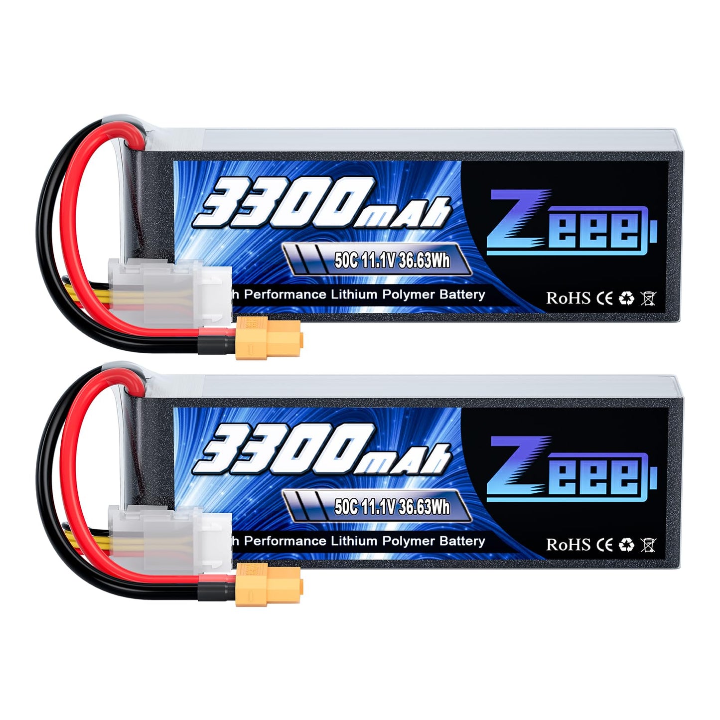 Zeee 3S Lipo Battery 3300mAh 11.1V 50C Soft Pack Battery with XT60 Connector Compatible with RC Car Truck Quadcopter Airplane He