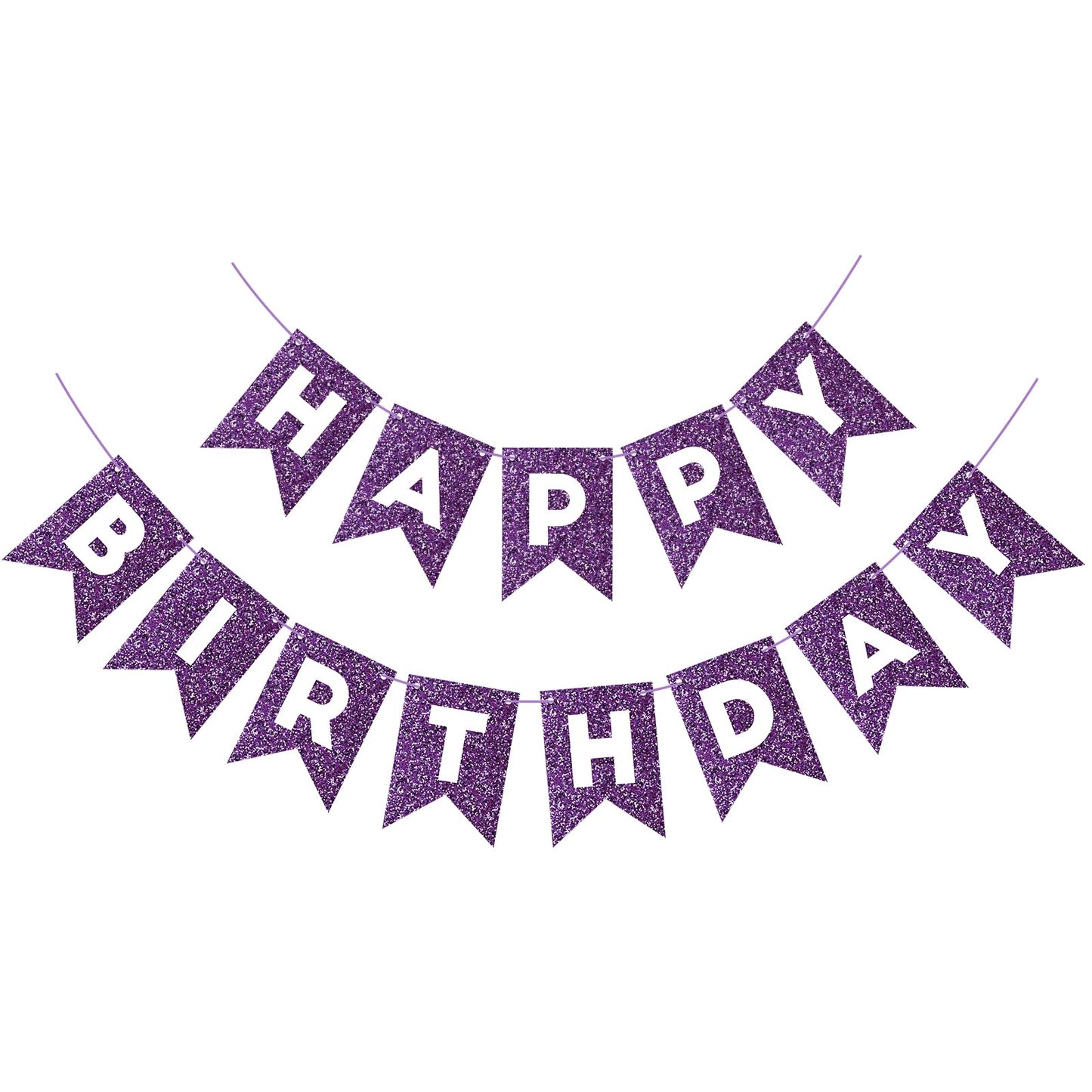 Purple Glitter Happy Birthday Banner Birthday Sign For Backdrop Sparkle Happy Birthday Decorations For Women Girls Purple Birthday Party Wall Door Garland Bunting Banner Birthday Party Supplies