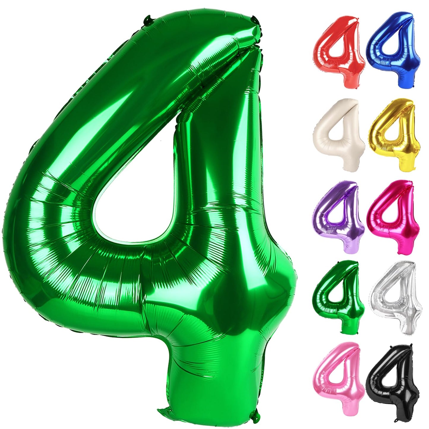 Green Number 4 Balloon 40 Inch, 4 Balloon Number, 4Th Birthday Decorations, Green Party Supplies For Boys Girls