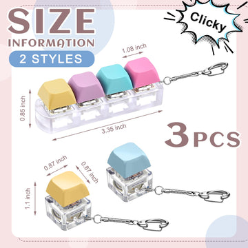 Taiyin 3 Pcs Decompression Toys Keyboard Clicker Keyboard Cube Mechanical Key Toy Keyboard Button Stress Relief for mature-themed Gifts to Relief Pass Time (Funny)