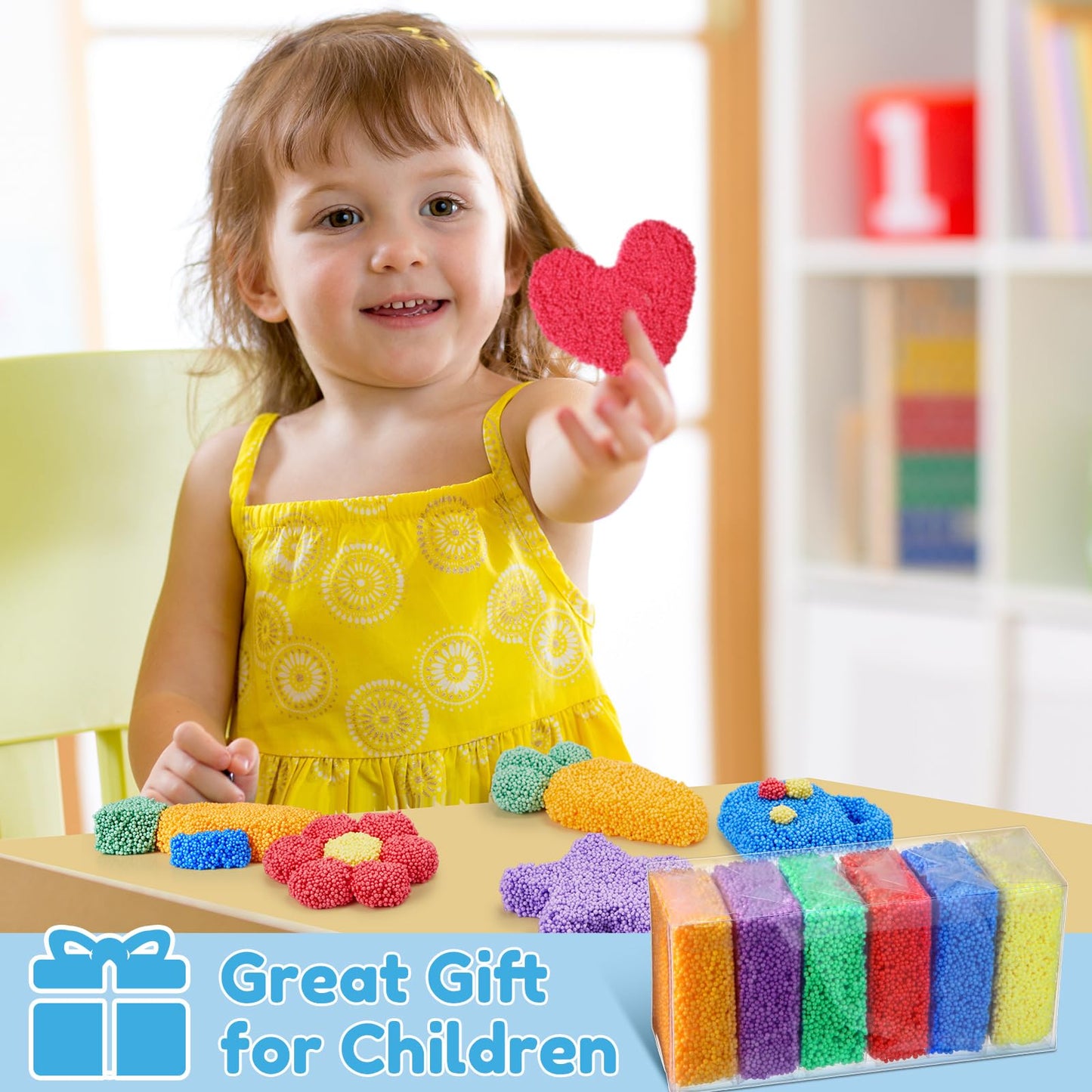 Shappy 12 Blocks Modeling Foam Clay For Kids Clay Foam Beads For Education Preschool Toys For Kids Develop Creativity Diy Art Crafts, 6 Colors