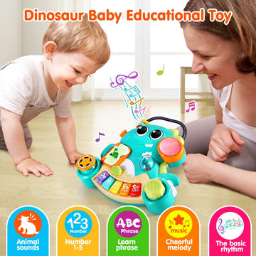 WITALENT Dinosaur Piano Baby Toy for 6-12 Months, Green, Medium, Interactive Music & Light-Up, Model HA8976