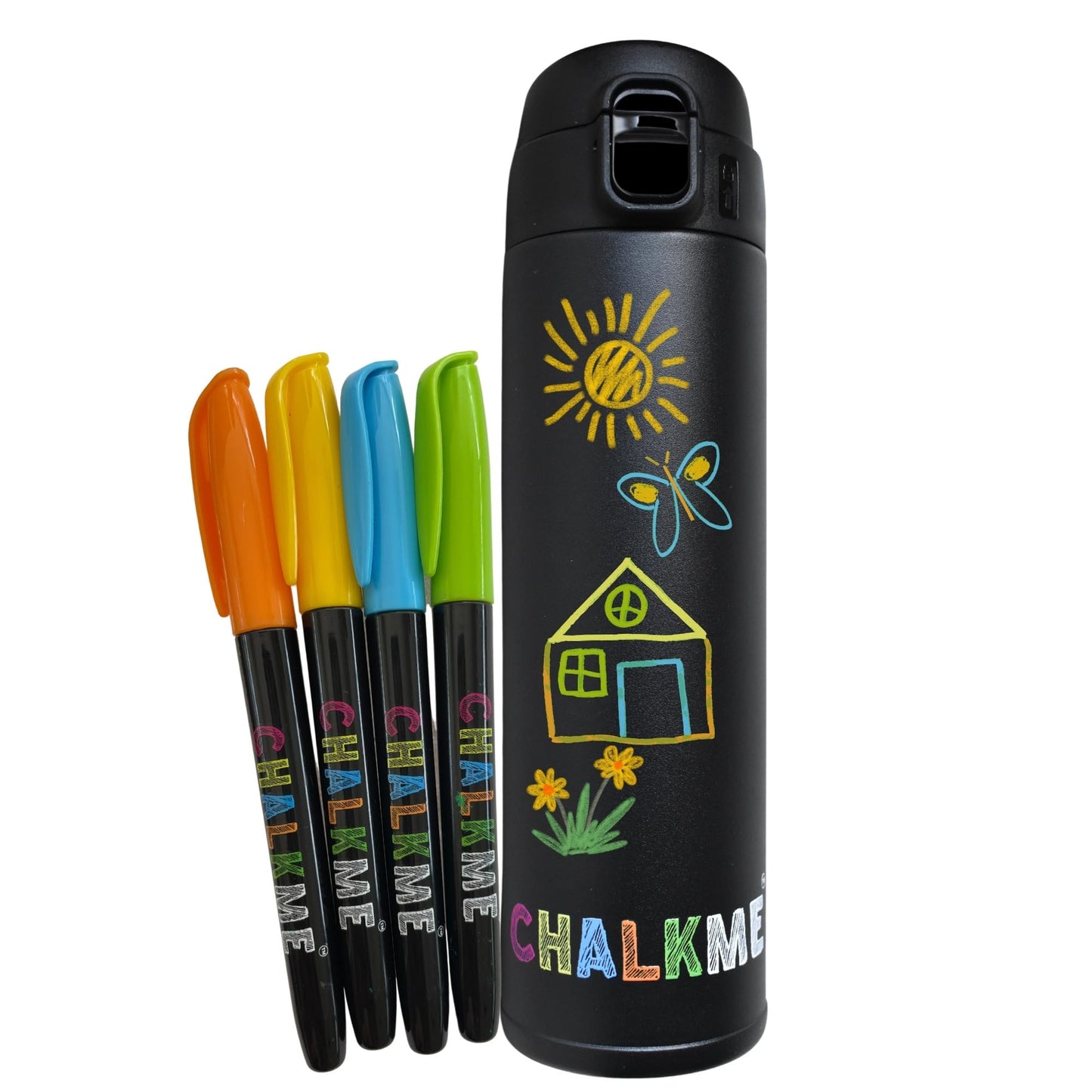 Chalkme Kids Craft Water Bottle - 12Oz Stainless Steel, Decorate Your Own Water Bottle, Diy Toy Gifts, Art & Craft Kit For Girls