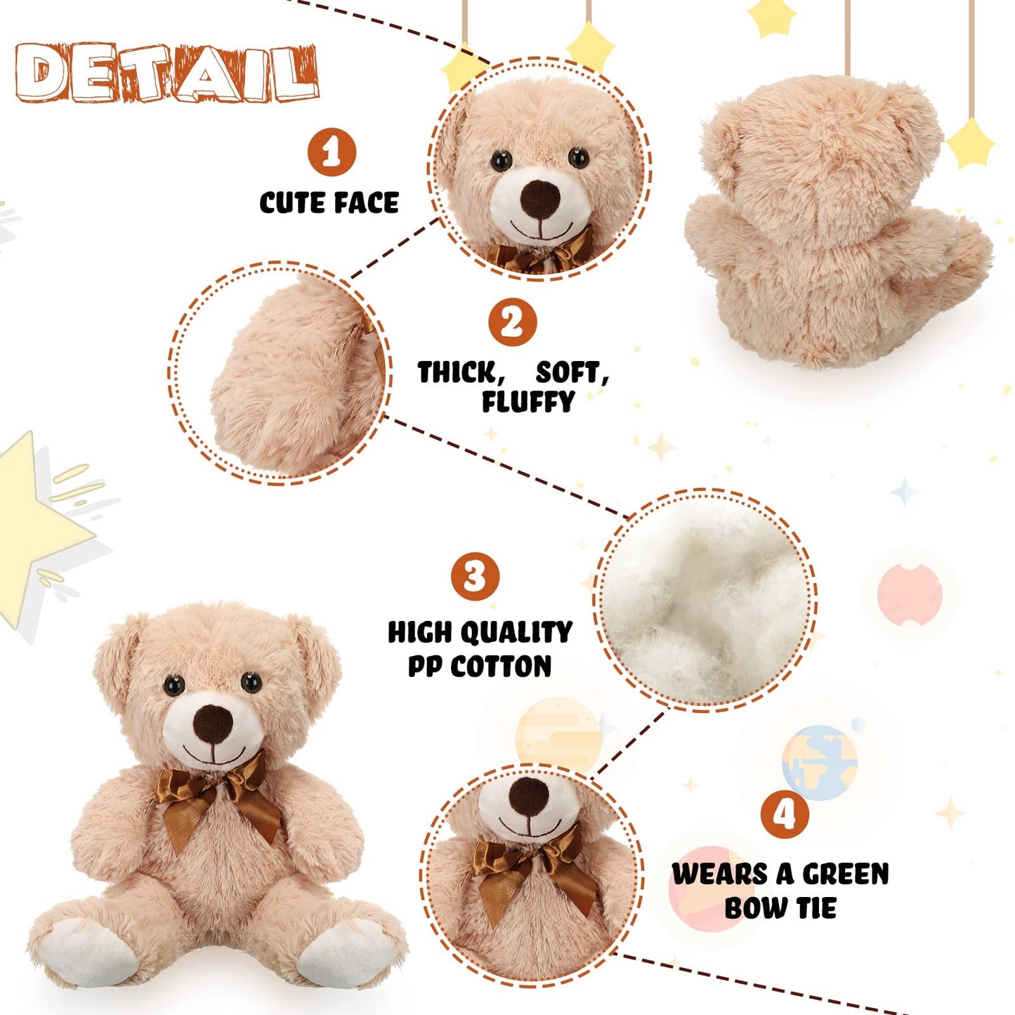 Zhanmai 9 Packs Cute Bear Stuffed Animals 14 Inch Plush Bears In 7 Colors Stuffed Animals Bulk For Valentine‘S Day Gift Graduation Baby Shower Birthday Party Favor