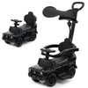 Costzon Push Car For Toddlers, 3 In 1 Mercedes Benz Stroller Sliding Walking Car W/Canopy, Handle, Armrest Guardrail, Underneath Storage, Horn Sound, Foot-To-Floor Ride On Toy For Boys Girls (Black)