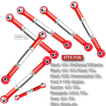 RC Upgrades Part for 1/10 Slash 4X4 2WD/Rustler 4X4 2WD/Stampede 4X4 2WD/Hoss 4X4 2WD RC Car,7 Pieces Aluminum Adjustable Turnbu