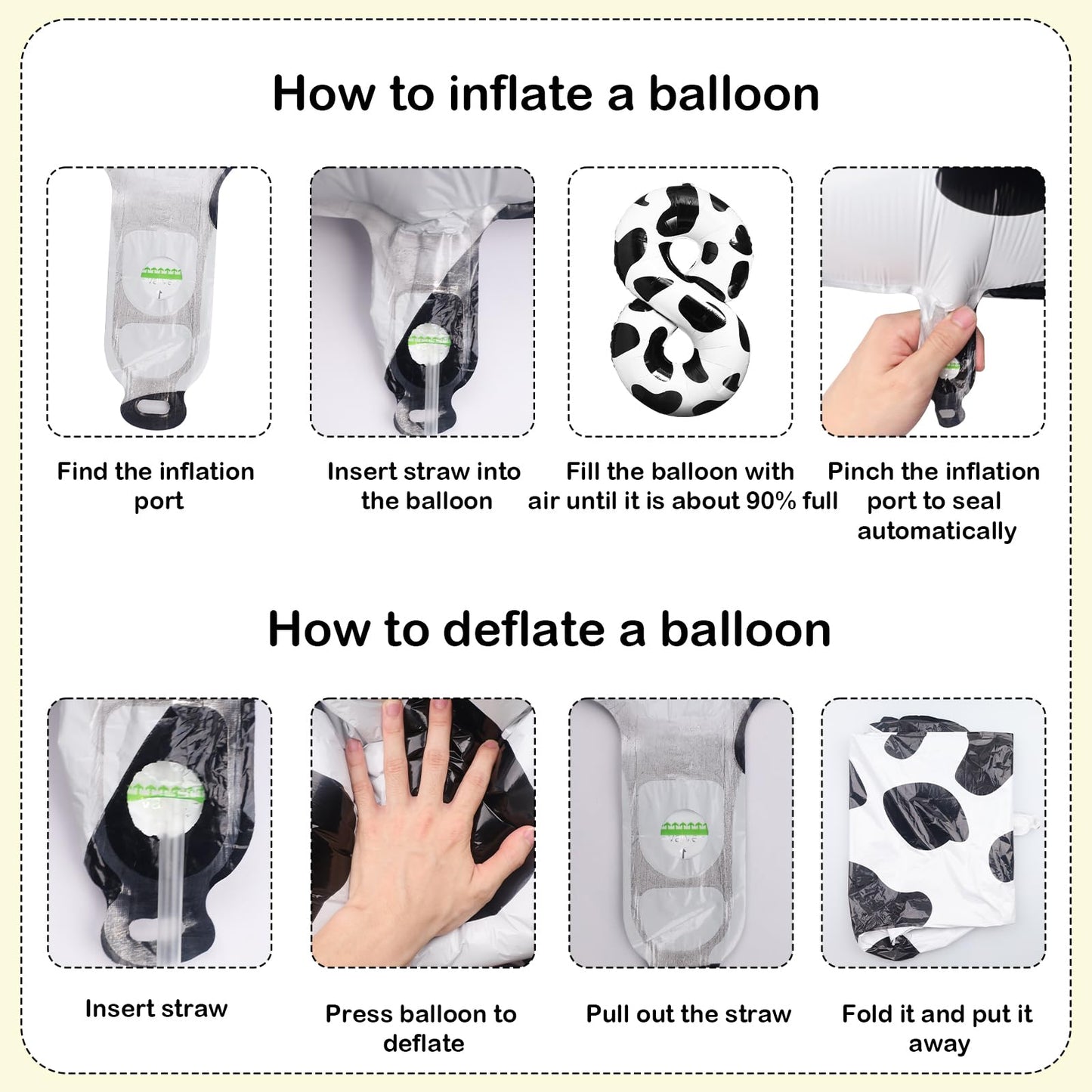 Lebery Cow Print Number Balloon 40 Inch Cow Print Number 8 Balloon Cowgirl Theme Number Balloon For 8Th Birthday Party Cow Balloons Black White Number 8 Foil Balloon For Farm Barn Animal Decor