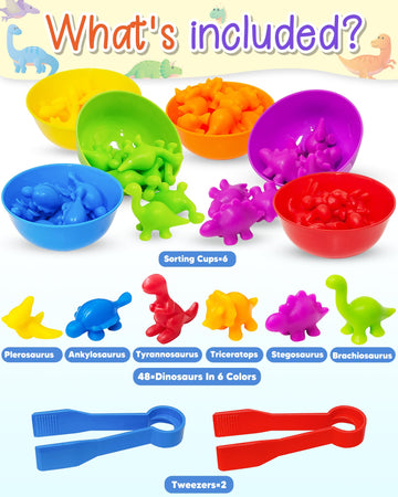 Yetonamr Counting Dinosaurs Montessori Toys For 3 4 5 Years Old Boys Girls, Toddler Preschool Learning Activities Toys For Kids Ages 2-4, 3-5, 4-8, Birthday Gifts Sensory Toys