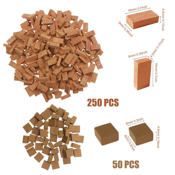 Cayway 300 Pcs Mini Red Wall Bricks Miniature Brick Scale Model Bricks, 2 Size Mini Bricks Model Sand Table Micro Landscape Acce