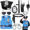 Kyson 8Pcs Police Costume Kit For Boys Police Officer Cop Dress Up Accessories Halloween Career Day (Blue)