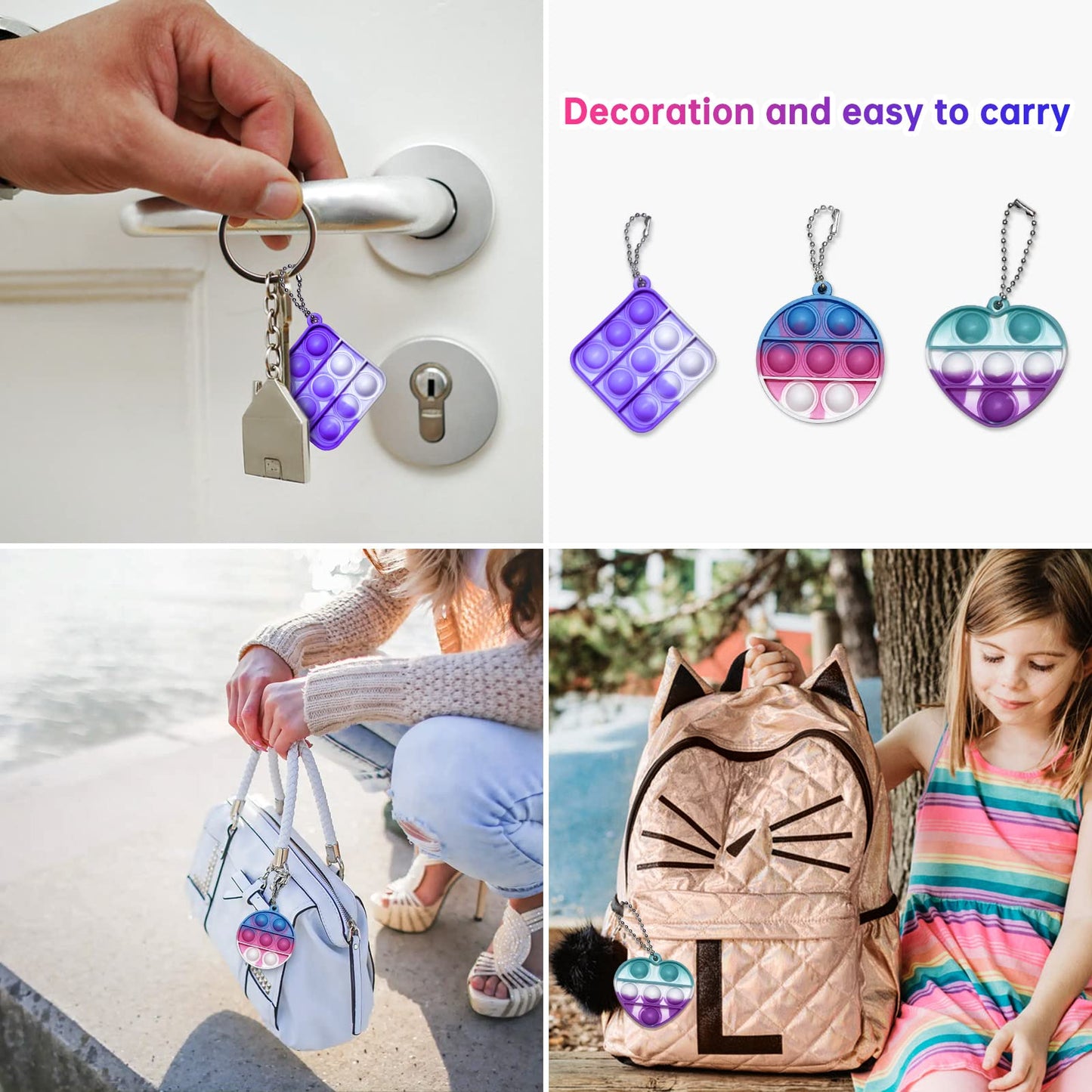 108 Pcs Mini Pop Keychain Fidget Toys,3 Shape Pop Fidget Toys Its Party Favors Kids Toys Fidgets Packs Sensory Toys Stress Toys