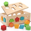 Jessruly Shape Sorter - Montessori Wooden Learning Shapes Toy With 17 Shape Blocks - Early Education And Sensory Development Sto