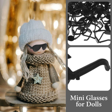 Sewacc 60Pcs Doll Sunglasses Mini Sunglasses For Crafts Miniature Black Sunglasses Doll Dress Up Eyeglasses Mini Doll Costume Ac