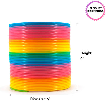 Giant Slinkie Coil Spring Toys For Kids - 6’’ Jumbo Rainbow Slinkie For Gift, Big Novelty Toy, Huge Springs Toys Large Birthday Party Favor, Fun Giant Plastic Slinke Toy For Kids Boys & Girls - Srenta