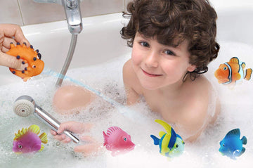 Bohs Rubber Squirting Fish - Cute Floating Cartoon Soft - Baby Bath Play Water Marine Animals Toys - 6 Count
