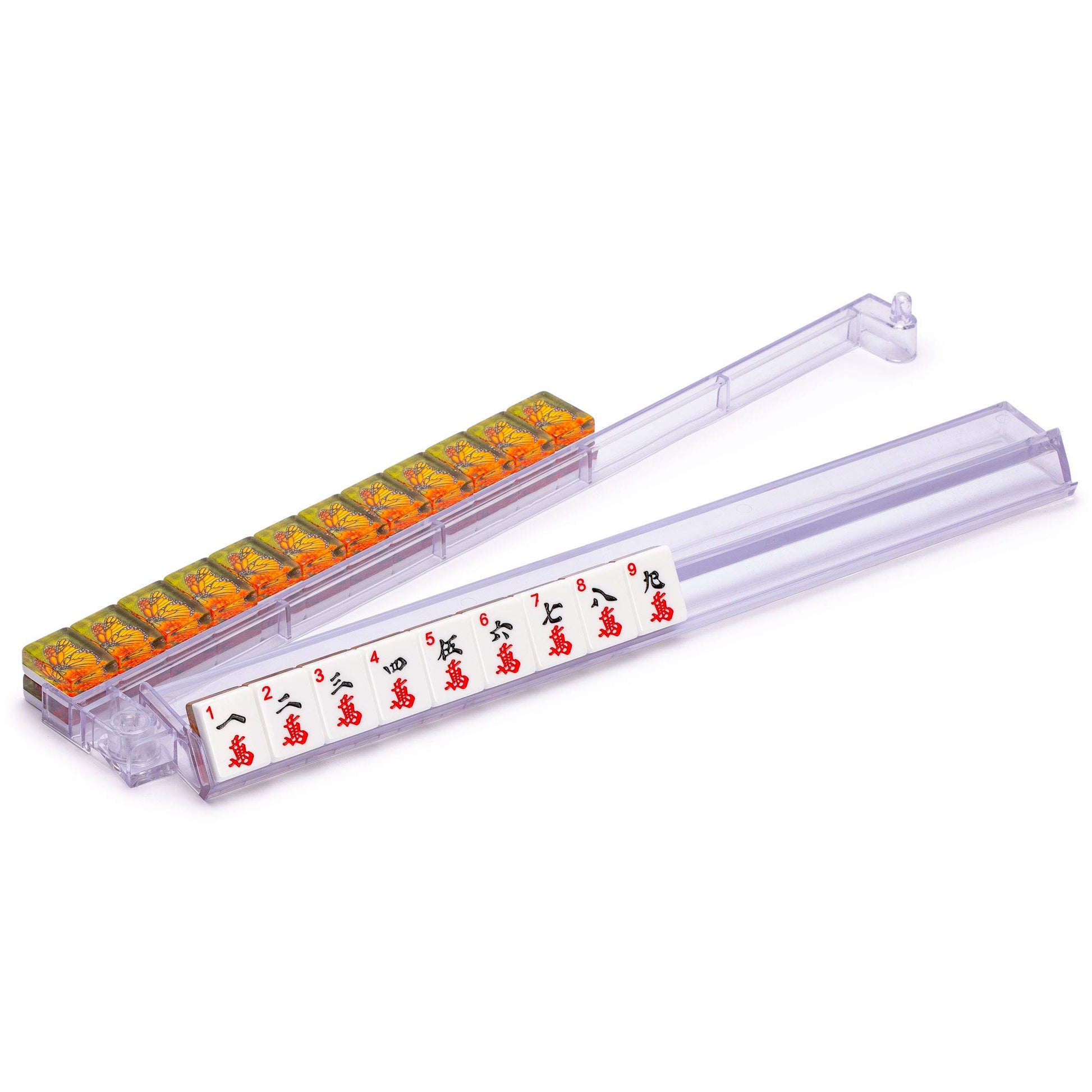 Yellow Mountain Imports Modern Mahjong Racks With Built-In Pushers - Clear - Set Of 4